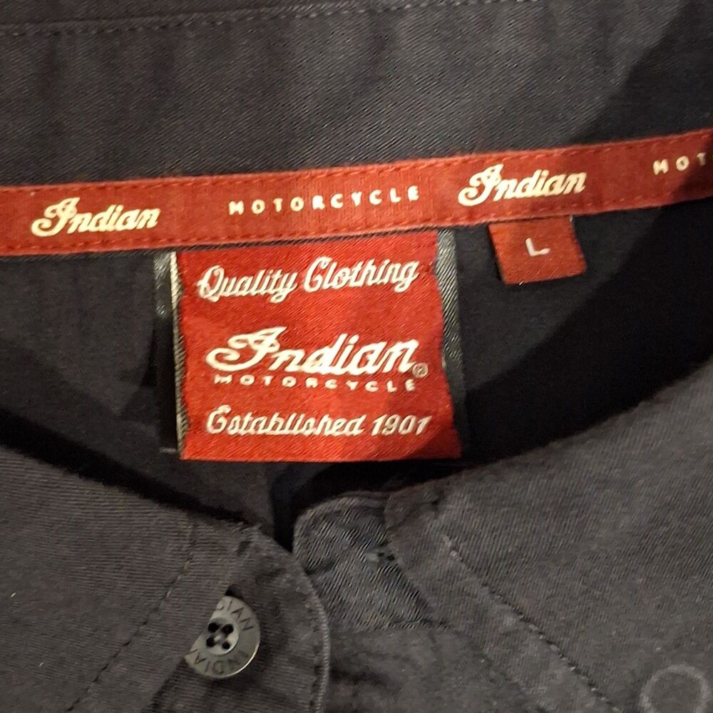 Indian Motorcycle Short Sleeve Casual Shirt Black Men Size Large - Picture 4 of 8
